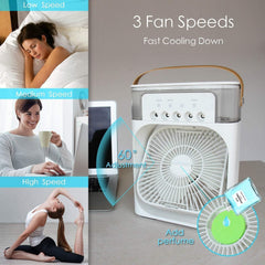 Portable Air Conditioners - Small AC Quiet Personal Air Cooler, USB Powered Mini Desktop Cooling Misting Fan, 1 | 2 | 3 Timer 3 Smart Speeds, 360°Adjustment Office, Home, Room, Carved Design MULTI GenzVybs