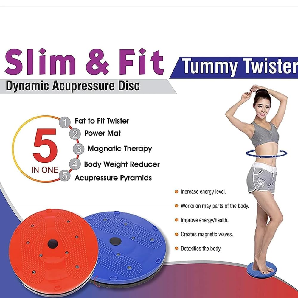 Tummy Twister | Twisting Waist Disc | Waist Trimmer | Fat Burner | Aerobic Exercise Foot Exercise Fitness Twister | Fat Buster | Perfect Home Gym Equipment for Men & Women GenzVybs